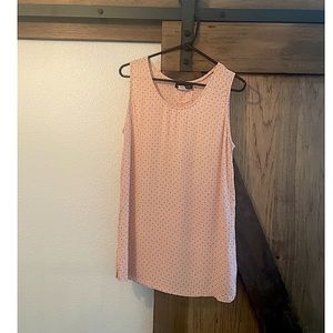 Pink Tank Top w/ Tiny Blue Polka Dots
